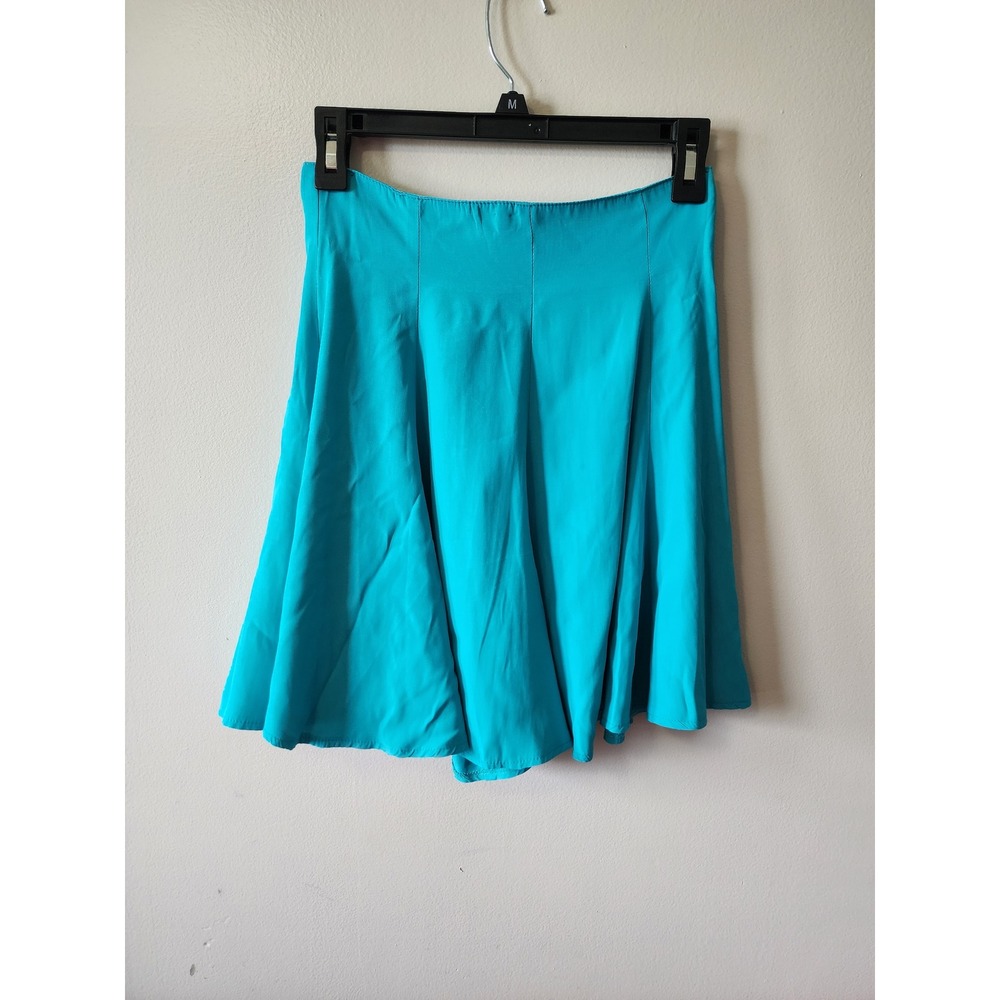 Vintage 1980s Judy Knapp California Turquoise Teal Flowy Skort Culottes Medium